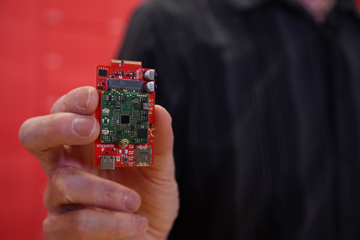 sparkfun's tweet image. Introducing the SparkFun MicroMod Cellular Function Board. It adds a cellular modem to the MicroMod ecosystem using the Notecard - NOTE-NBGL-500 from @blueswireless. Find out more here: bit.ly/3ihLh5P #IoT #MicroMod #SparkFun #prototyping #cellular #BluesWireless