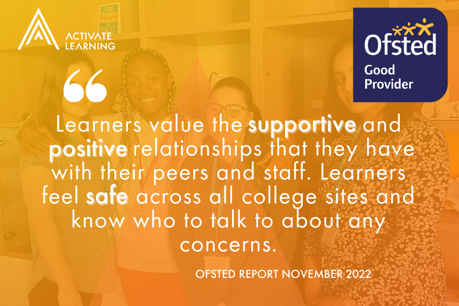 Activate_Learn's tweet photo. Our Ofsted Report Highlights - 

🔍 What is it like to be a learner with Activate Learning?

Ofsted includes the following quote in their response:

#GoodAndStrongTogether https://t.co/VTX9n7pNx1