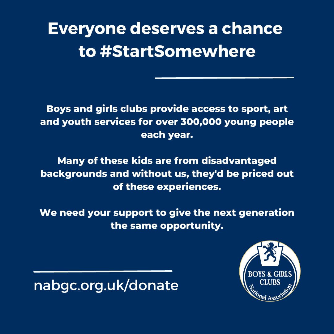 NABGC's tweet image. As we kick off the New Year, stay tuned as we continue to promote our #StartSomewhere campaign, focusing on our alumni, local clubs and rich history. For more details on the campaign and the option to donate to a good cause, please visit nabgc.org.uk/donate
#Charity #Campaign