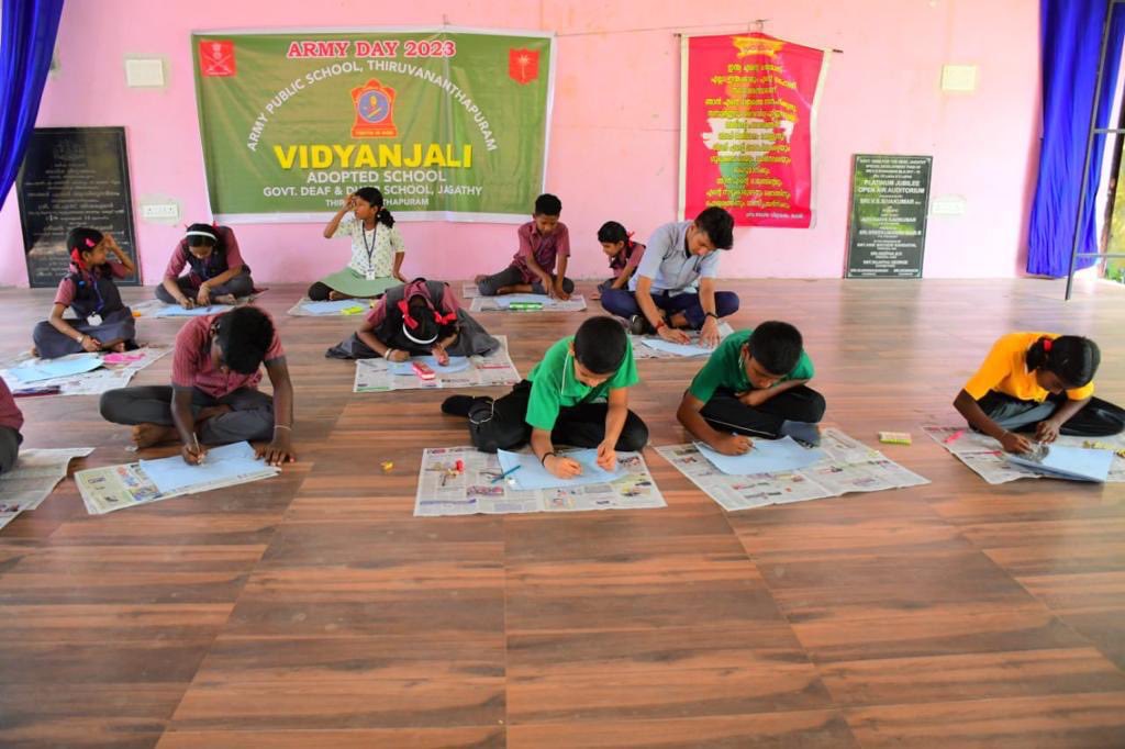 IaSouthern's tweet photo. “Education The key ingredient of life”.
As part of #Vidyanjali initiative multiple activities were conducted to motivate the specially abled students of Govt school #Thycaud, #Kerala by teachers & students of #ArmyPublicSchool #Thiruvananthapuram Military Station.
#ArmyDay 2023 https://t.co/yHspS54LIM