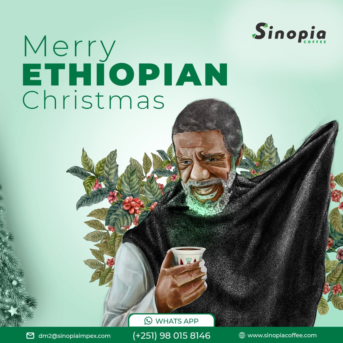 SinopiaCoffee's tweet photo. Merry Christmas from Sinopia Coffee to all. We send our best wishes to all of our coffee partners, stakeholders, enthusiasts, and friends who give their best for the betterment of Ethiopian coffee.
Happy Holiday!
#christmas #Ethiopiancoffee #sinopiacoffee https://t.co/CvGxRCm8xR