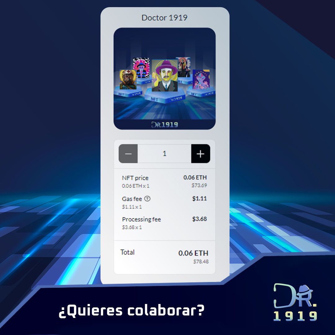 Si quieres colaborar con la causa de #Doctor1919 🩺 tan solo tienes que ir a mint.doctor1919.art 📲 y mintear hasta 20 #NFTs 💥 por transacción 🙌🏻. ¡Hoy sería un regalo 🎁 especial de reyes! 👑 #NFT #NFTCommunity #Doctor1919NFT