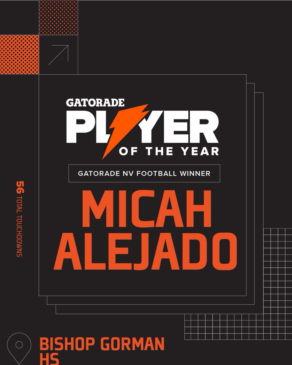 MicahAlejado's tweet photo. Blessed to be the Gatorade Nevada football player of the year. All glory to God!! Thank you to my parents, coaches and brothers that go to work with me everyday. #GatoradePOY @Gatorade https://t.co/eqbI25R9AJ