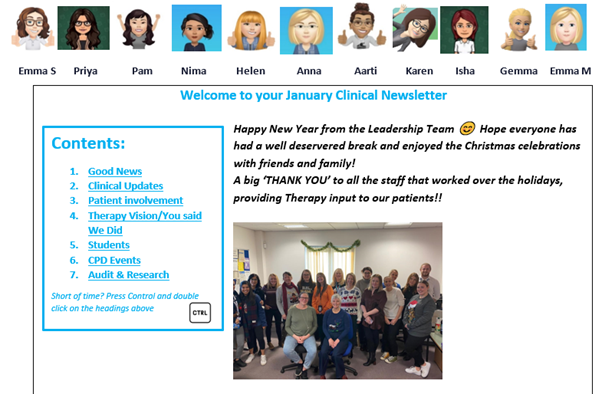 The New Year Community Therapy Newsletter is out, with staff valued stars and thank yous 🌟 positive feedback and training opportunities. In inboxes now or DM for a copy 📩