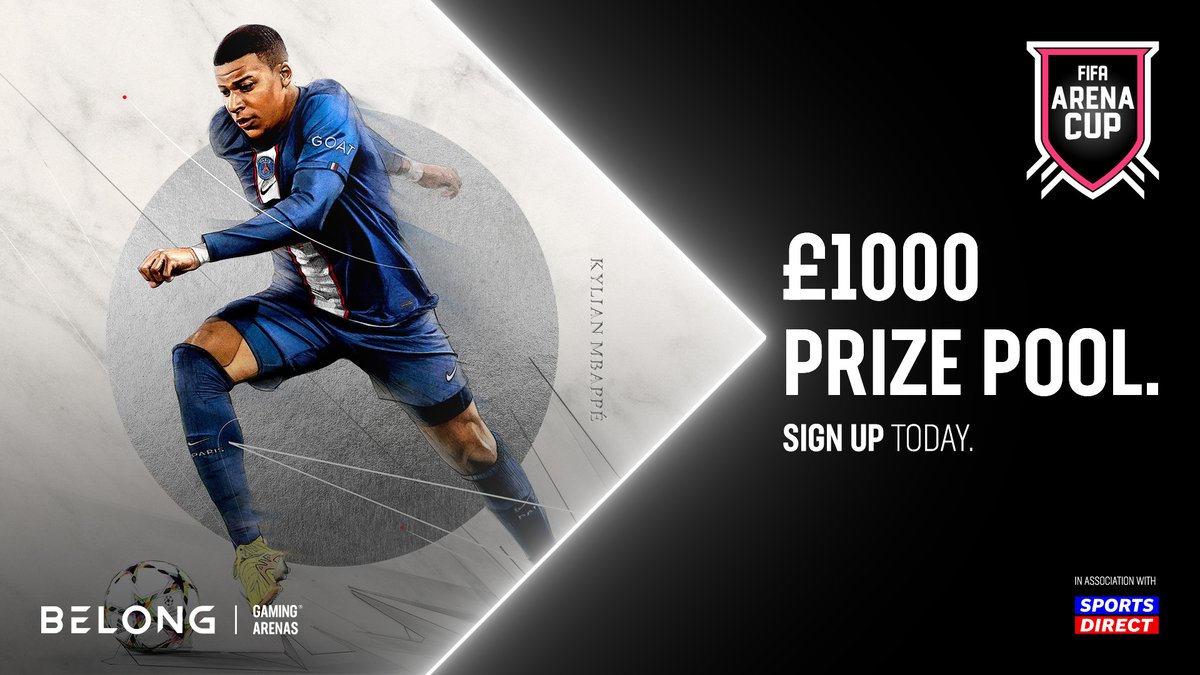 Kicking off 2023 with our #FIFA23 Arena Cup in partnership with <a href="/SportsDirectUK/">Sports Direct</a>

⚽Free to enter
⚽£1000 worth of Sports Direct vouchers
⚽Qualifiers are on 19/01

We want to get to 128 players!

Let's make this the biggest FIFA tournament for Belong!
👉  belong.gg/tournaments/fi…