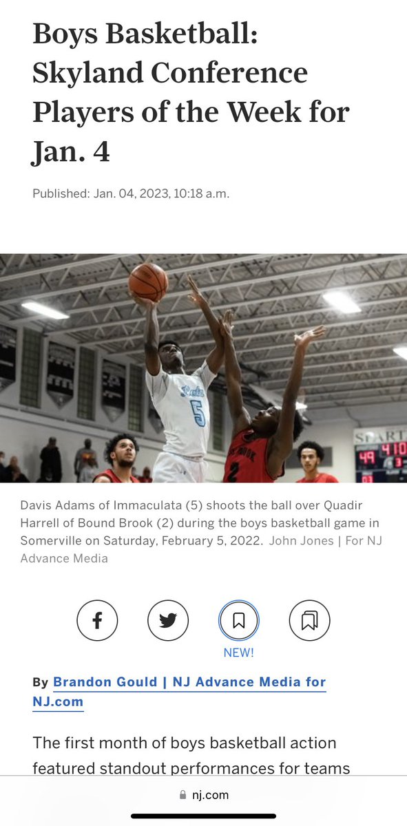 Conference Player of the Week
Jan. 4th Edition <a href="/HSSportsNJ/">NJ.com HS Sports</a> 

Davis Adams (2023)

Congrats Davis!!!