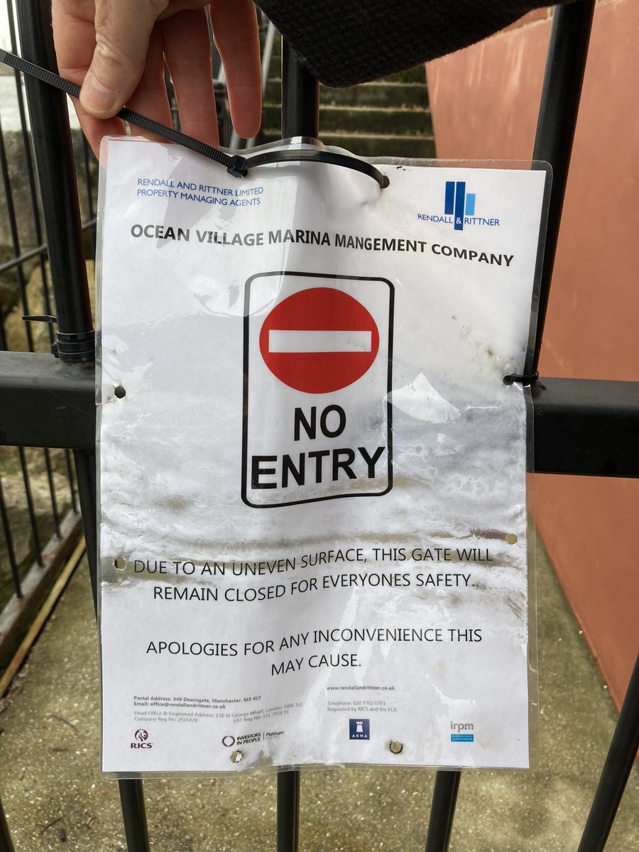 Very disappointed that this pathway around Ocean Village is closed again to public - presumably residents can still use it. Where can I find the company’s Deposits under Sect 31 of Highway’s Act showing rights of way @SouthamptonCit2?