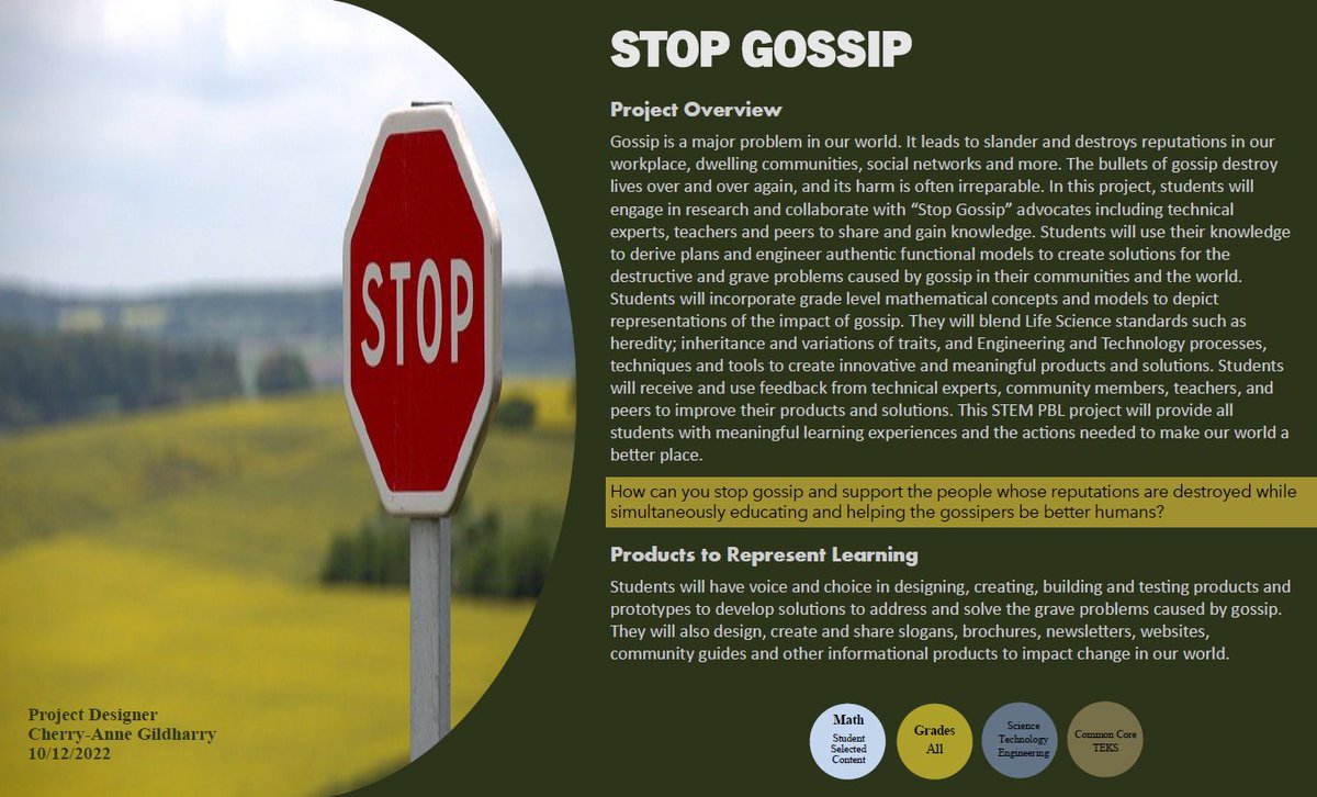 Cherry-Anne Gildharry (@chemelnalis) on Twitter photo My "Final for Now" STEM PBL Stop Gossip project, and my wife's brilliant advice. Thank you, <a href="/chemelnalic/">Melanie Gildharry</a>! #STEMeducation #PBL #creativity #innovation My "Final for Now" STEM PBL Stop Gossip project, and my wife's brilliant advice. Thank you, <a href="/chemelnalic/">Melanie Gildharry</a>! #STEMeducation #PBL #creativity #innovation