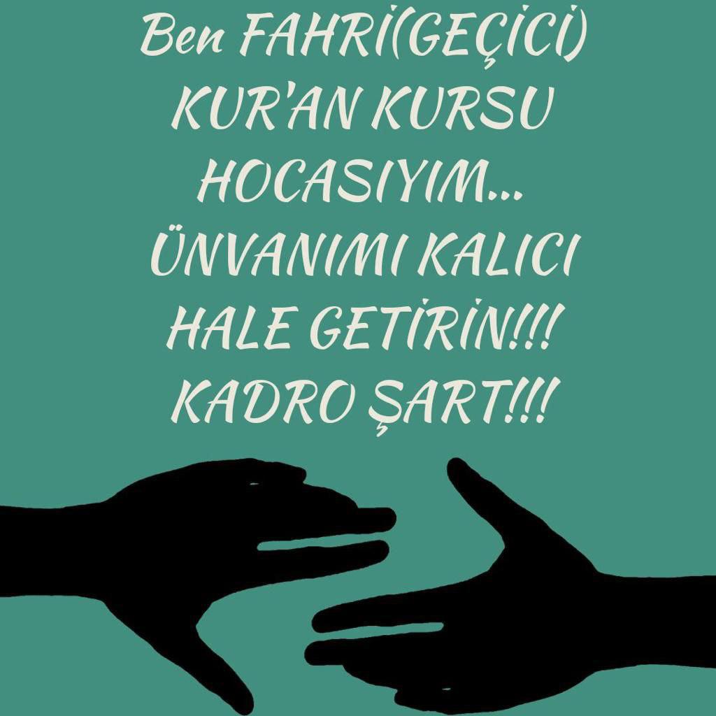 #fahrikköyekadro 

#ReisFahriÖgreticilereKadroFahri kuran kursu öğreticilerinin de sorunları çözülmelidir #FahriÖğreticiyeŞartsızKadro