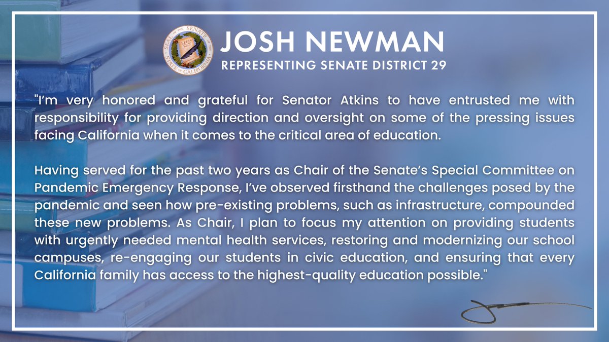Senator Josh Newman tweet media