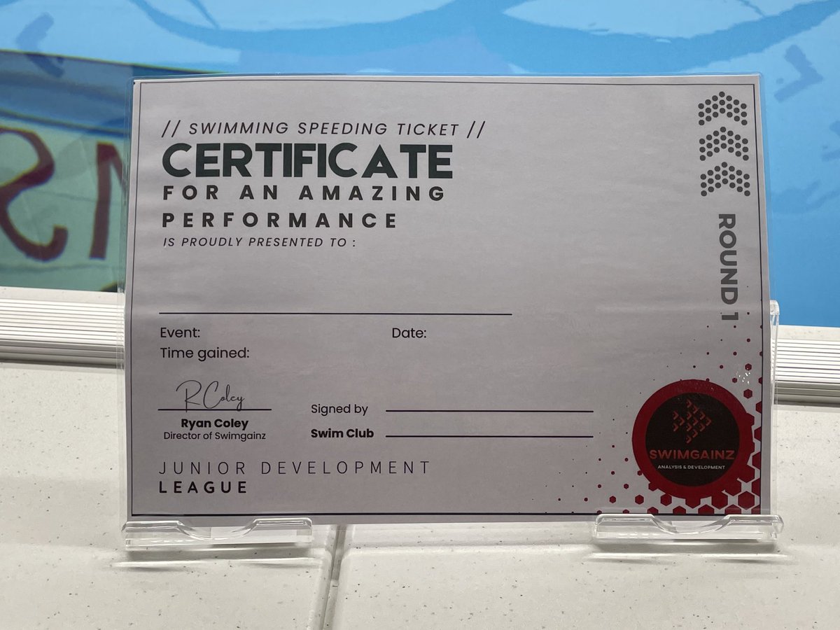 Getting a speeding ticket out on the road isn’t the wisest thing to do 🤦🏼‍♂️

But at the #SLDL2023 we celebrate swimming too fast. Hands up@who’s going to be receiving one of these tomorrow 🙌🏻🏊🏽‍♀️💨

A big thank you to Tim for designing our Certificates and Program of events.