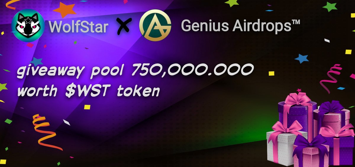 CryptoEarning17's tweet image. 📣 Wolf Star X Genius Airdrops Massive #Giveaway

😱 Prize Pool-
🎁 750,000,000 WST Token 

To Enter:
✅ Follow @CryptoEarning17 &amp;amp; @WolfStar_io
✅ Like &amp;amp; RT Tag 3 Friends 
✅ Finish tasks
giv.gg/wst

#Airdrop #Crypto #AirdropCrypto
