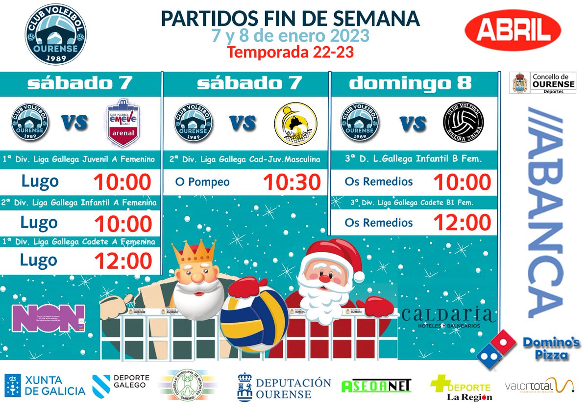 voleyourense's tweet image. 📣🏐 Seguimos co roscón de Reis entre os dentes, pero o receso de Nadal xa chega ó seu fin. Esta fin de semana, a nosa canteira volve á competición e farao fronte a equipos dos clubes @cvemevelugo, @cvburgas e @CvRibeiraSacra
Forza CVO💪🏽
#forzacvo #voleigalego #canteira #ourense