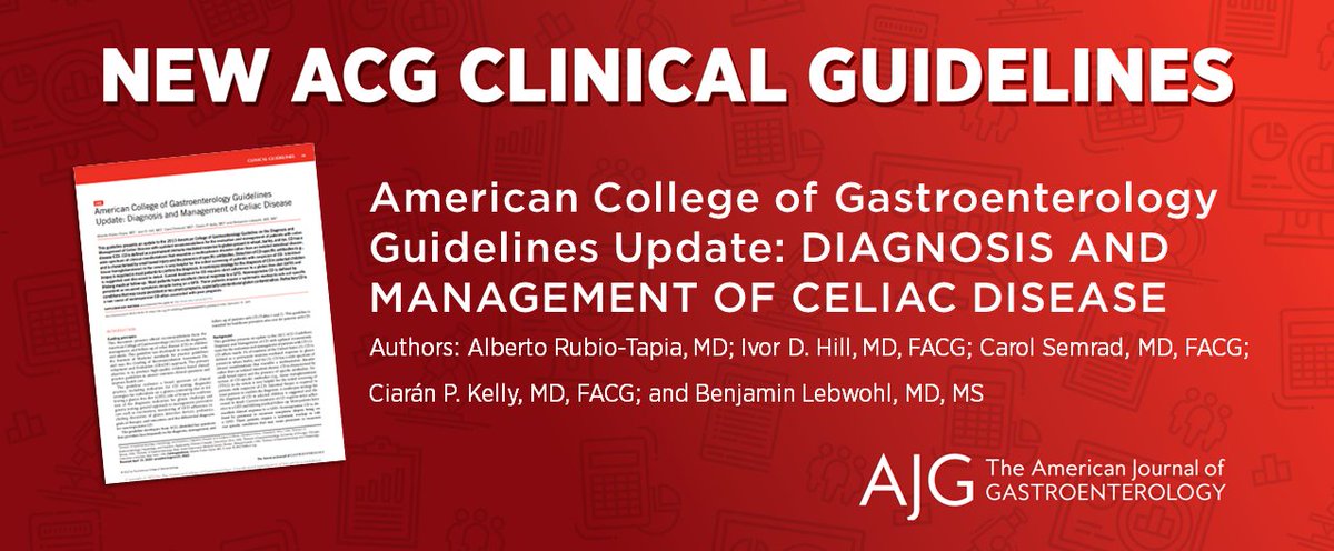 AJG - The American Journal of Gastroenterology (@amjgastro) on Twitter photo 🚨NEW GUIDELINES!🚨
American College of Gastroenterology Guidelines Update: Diagnosis and Management of Celiac Disease
Rubio-Tapia, et al., provide an update to the 2013 ACG Guidelines on #CeliacDisease
➡️bit.ly/acg-guidelines…
<a href="/MLongMD/">Millie Long</a> <a href="/JasmohanBajaj/">Jasmohan Bajaj</a> <a href="/BenjaminLebwohl/">Benjamin Lebwohl</a> 🚨NEW GUIDELINES!🚨
American College of Gastroenterology Guidelines Update: Diagnosis and Management of Celiac Disease
Rubio-Tapia, et al., provide an update to the 2013 ACG Guidelines on #CeliacDisease
➡️bit.ly/acg-guidelines…
<a href="/MLongMD/">Millie Long</a> <a href="/JasmohanBajaj/">Jasmohan Bajaj</a> <a href="/BenjaminLebwohl/">Benjamin Lebwohl</a>