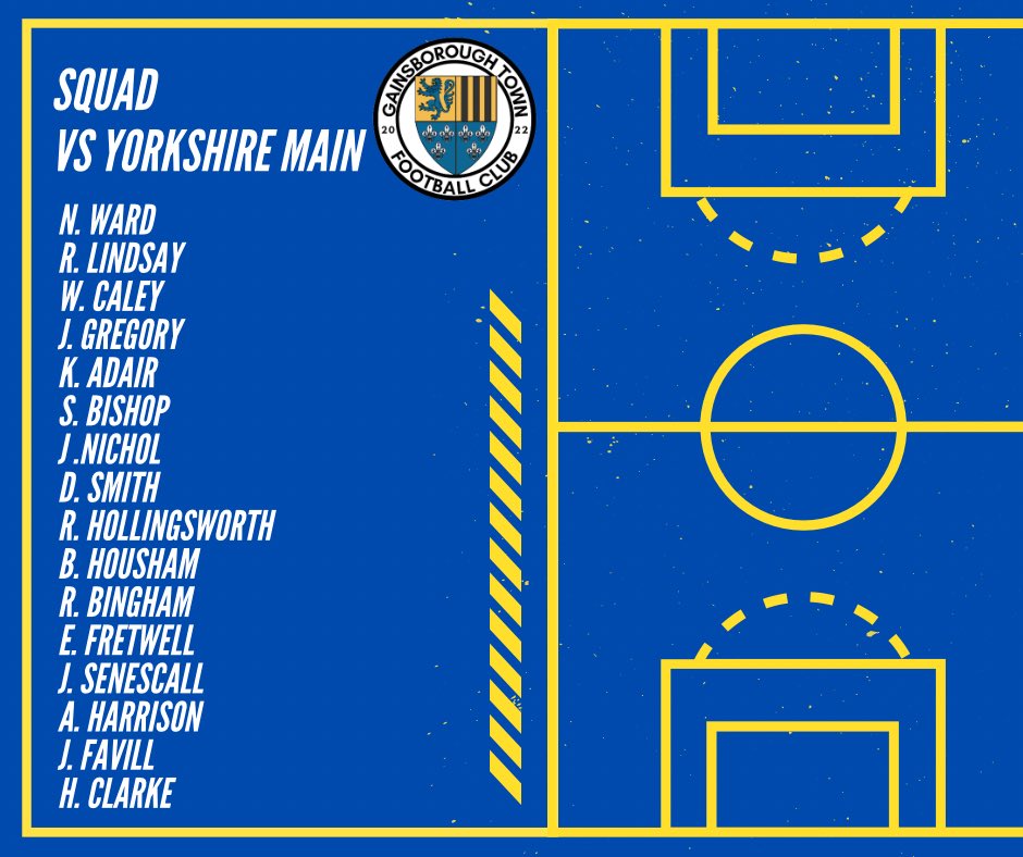 GainsTownFC's tweet photo. MATCH DAY SQUAD
Here is the squad travelling to Yorkshire Main Reserves for tonightโs League Cup Fixture ๐ตโช๏ธ #TownFC https://t.co/wlnFa4KHRB