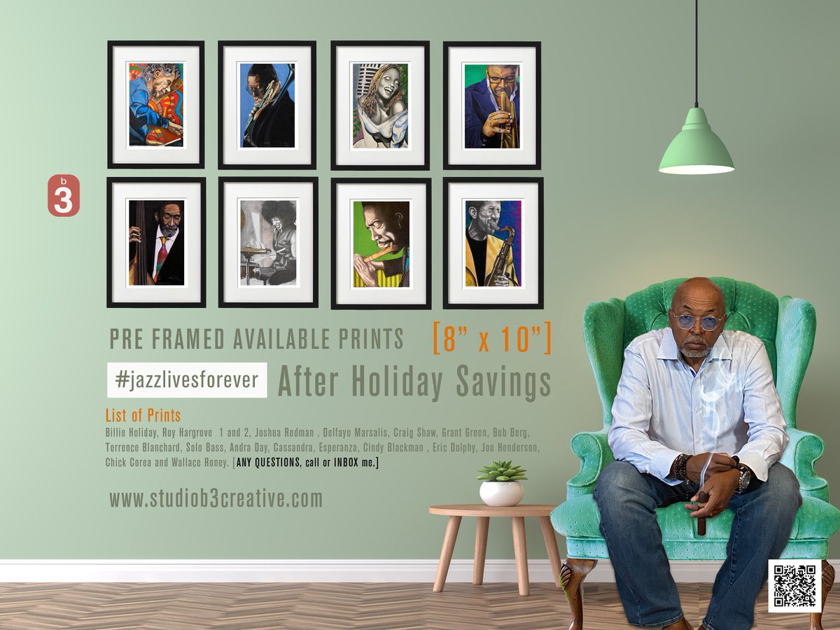 Studiob3's tweet photo. Yup, took down my tree and put away my hat! But, I still have all of these framed prints! COME GET EM!!!

List of Prints!
Billie Holiday, Roy Hargrove  1 and 2, Joshua Redman , Delfayo Marsalis, Craig Shaw, Grant Green, Bob Berg, 
Terrence Blanchard, Solo Bass, Andra D https://t.co/YSlc7l7dK1