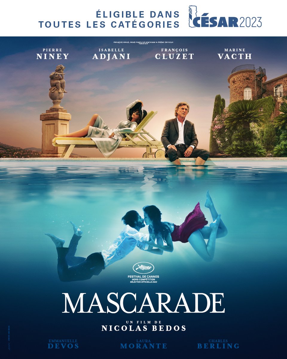 À l’attention des membres de @Les_Cesar, le film #Mascarade de <a href="/nicolasbedos1/">Nicolas Bedos promo</a> avec <a href="/pierreniney/">Pierre Niney</a>, <a href="/adjani_official/">Isabelle Adjani</a>, #FrançoisCluzet, #MarineVacth, #EmmanuelleDevos, #LauraMorante et #CharlesBerling, est éligible dans toutes les catégories !
#LesFilmsDuKiosque @Orange_Studio_