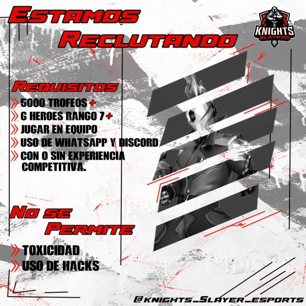 #Reclutamiento #t3arena 

El clan Knights Slayers Esports se encuentra montando su equipo competitivo en T3Arena!!! 

No pierdas la oportunidad!!!