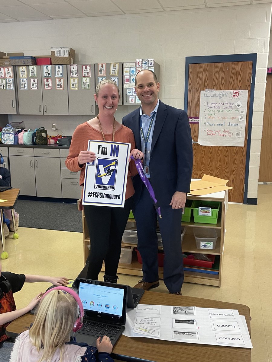 The power of three, ⁦@OakdaleES_FCPS⁩! Congrats to Joshua Oehler, Taylor Crummitt, and Kayla Hahn, all IN for #FCPSVanguard. Nothing better than their kids erupting with cheer. Teach-Lead-Coach!