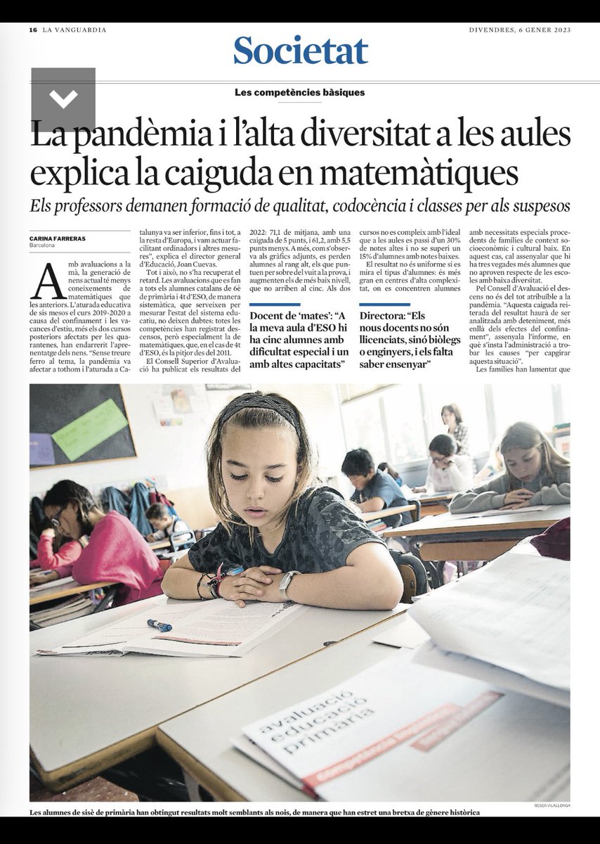 JosepMVilalta's tweet photo. La formació matemàtica a primària i a secundària, a anàlisi i debat. Bon reportatge de @cfdeh LV @RosaSensat @ClaudiAlsina @FundacioBofill @ismaelpalacin @coralregi @PepeMe @MasllorensEnric @Merce_G @atianaf @eponsf @FME_UPC @CRMatematica @soccatmat https://t.co/MhQr8trqAq