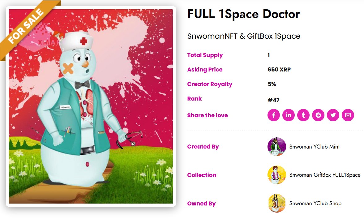 📢Presenting Characters🔥- ep1

FULL1Space Doctor:
"Dedicated to healing, committed to caring!"

**having this☃️Snwoman in your Showcase might increase your Coolness. #beCoolLikeaSnwoman❄️

bit.ly/3Gob8AR👩‍⚕️👨‍⚕️eligible for <a href="/StaykX_/">StaykX (We Have Moved!)</a> 

#XRPLCommunity #NFTs