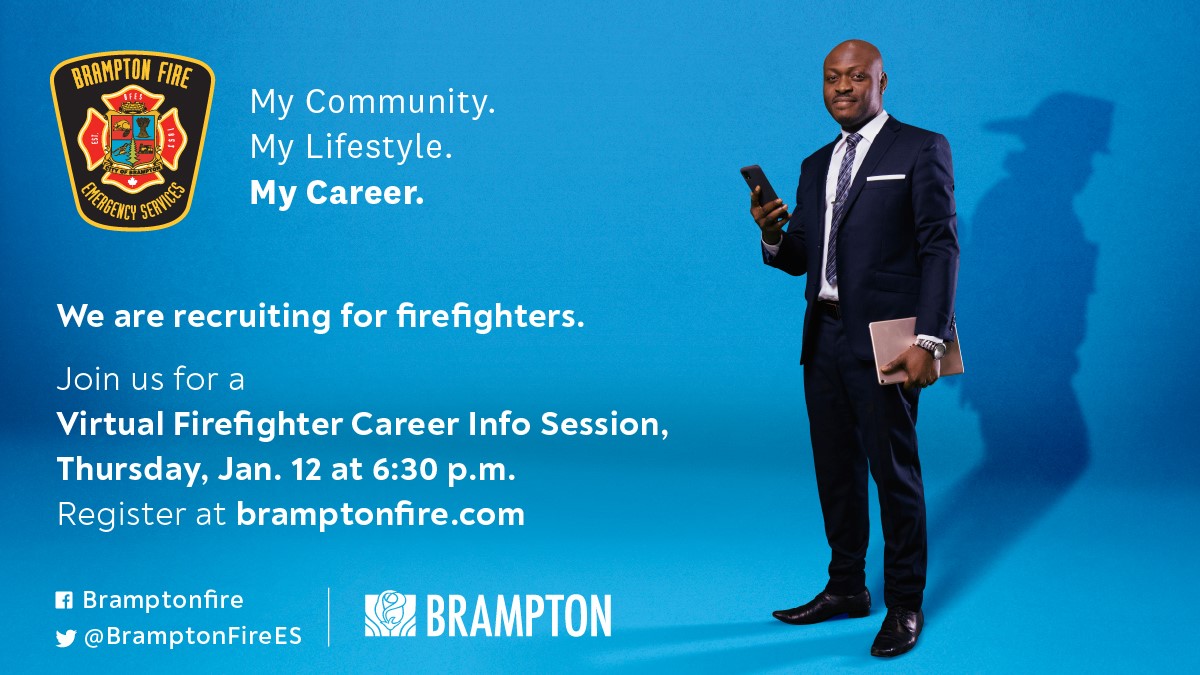 BramptonFireES's tweet image. Become a part of a fast-paced and rewarding environment where you can support @CityBrampton’s safety, health and wellbeing.

🚒🚒🚒Join us for a Virtual Firefighter Career Info Session on Thursday, January 12 at 6:30 pm. 

To register visit: brampton.ca/en/residents/f… ^TH