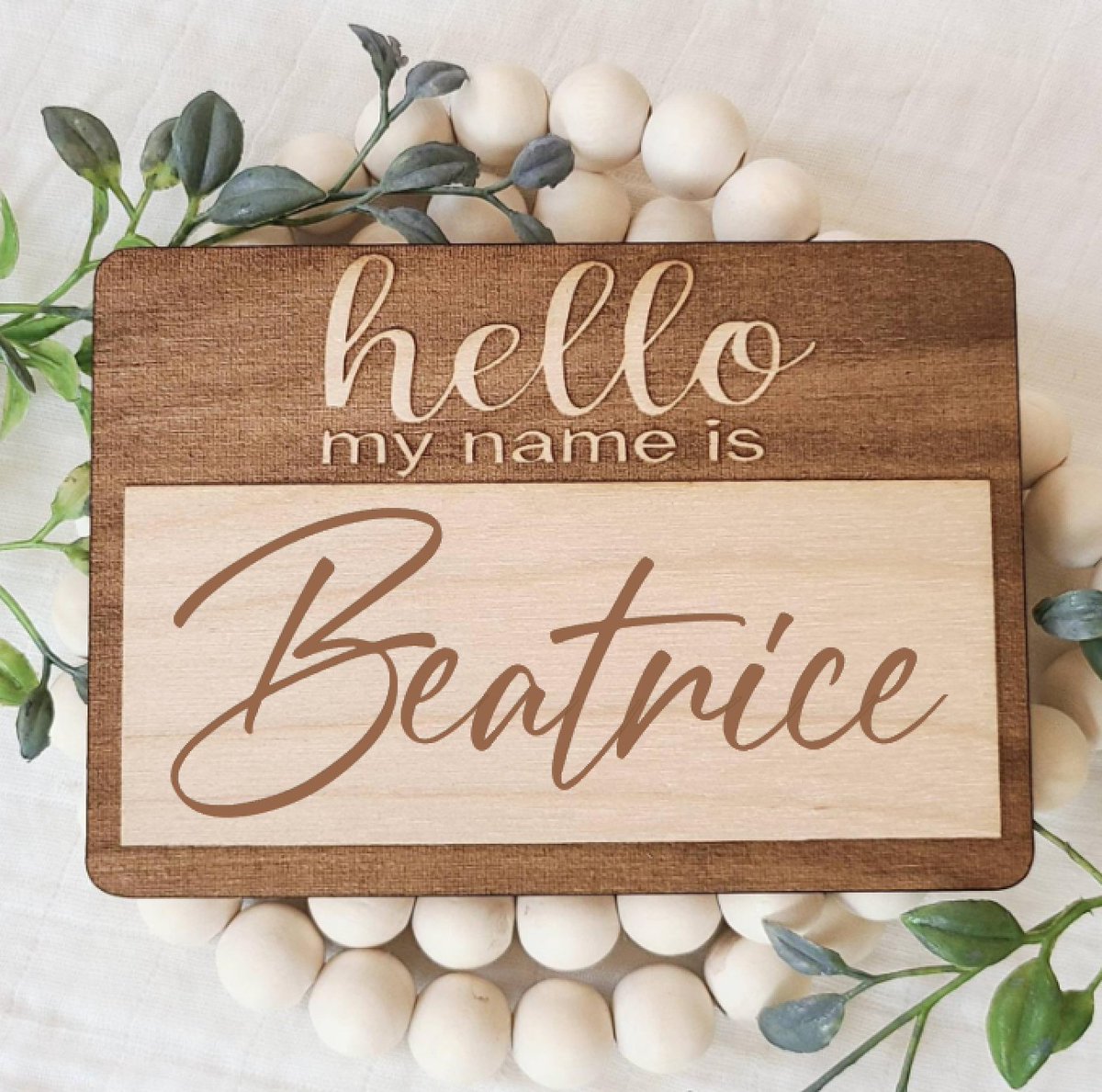 Hello my name is personalized wood baby name tag. Tons of fonts available. These are amazing newborn photo props and made beautiful nursery decor #babyname #newbornphotography #newbornphotoprop #babynameannouncement #birthannouncement etsy.com/shop/StudioA2H…