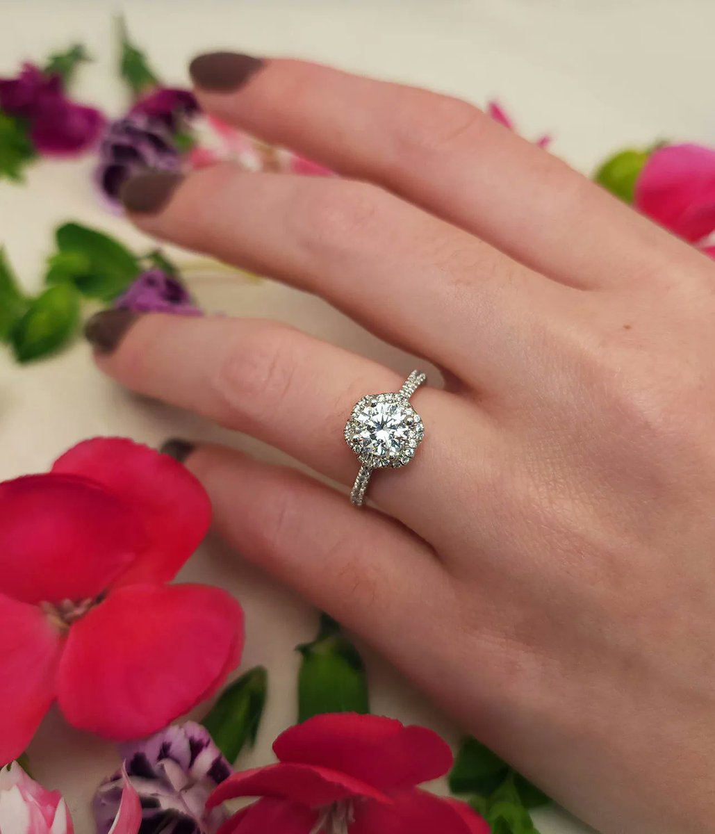 CoastDiamond's tweet photo. This floral-inspired engagement ring features a twisted halo and drizzle of fishtail set diamonds on the shank. Shown with a 1 ct center stone. #showyourcoast 
Style No. LC10320
-
-
-
-
-
-
#💍 #engagementring #diamondring #lovegold https://t.co/JUxVWq8gWa