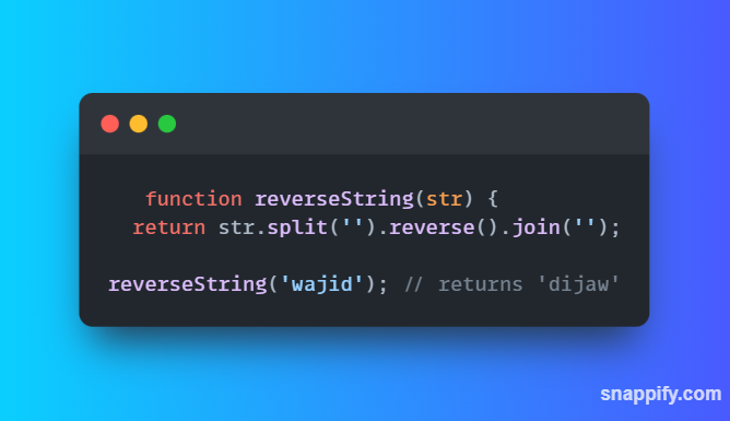 KashooWajid's tweet photo. How to reverse a string in javaScript. https://t.co/TukWCyEcqs