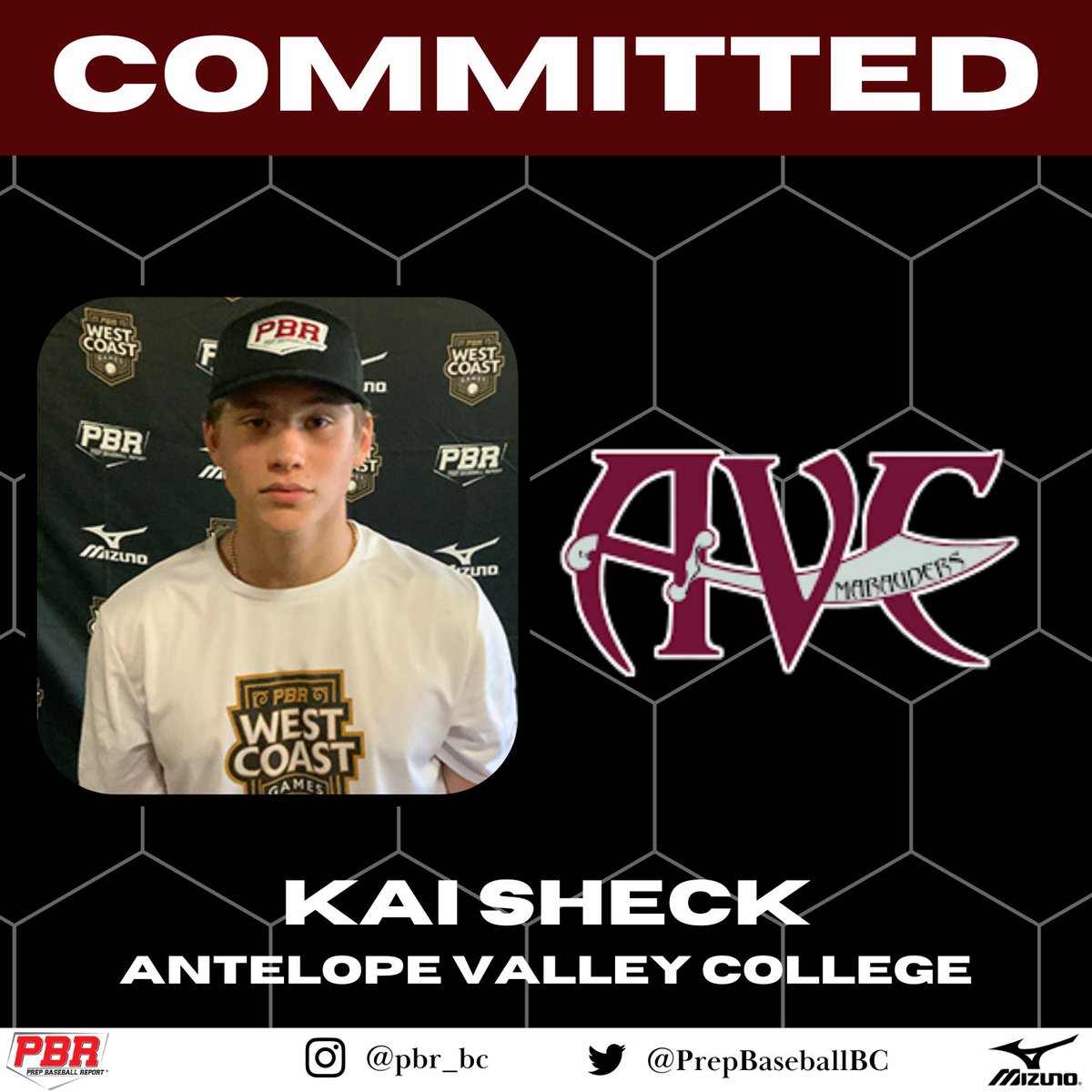 🚨𝐂𝐎𝐌𝐌𝐈𝐓𝐌𝐄𝐍𝐓 𝐀𝐋𝐄𝐑𝐓🚨

'23 INF/OF Kai Sheck (<a href="/kai_sheck25/">Kai Sheck</a>) has announced his commitment to Antelope Valley College.

Sheck was a part of the 2022 PBR West Coast Games.

<a href="/Whalley_Chiefs/">Whalley Chiefs 🇨🇦</a> | <a href="/AVC_BSBL/">Antelope Valley College Baseball</a>

#OffTheBoard🇨🇦