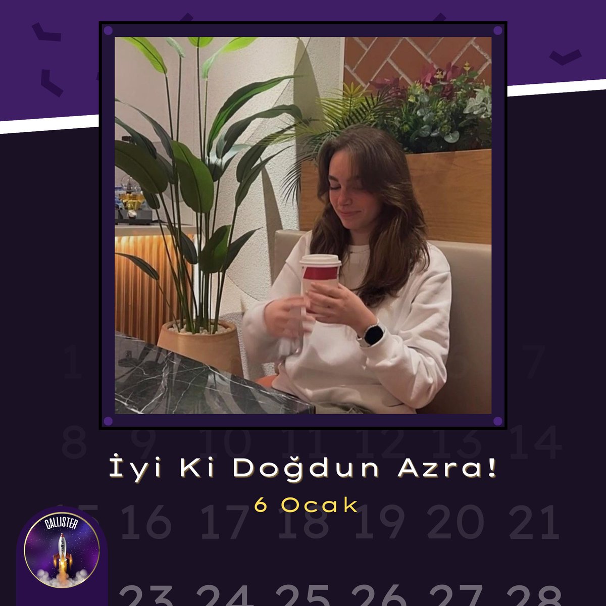 callisterfrc's tweet photo. Tasarım ekibi üyemiz Azra'nın doğum gününü kutlarız 💜🎉

4 kelimeyle Azra kimdir?
"İyi Kalpli", "Samimi", "Melek", "Anne" https://t.co/bLLW43ZFe6
