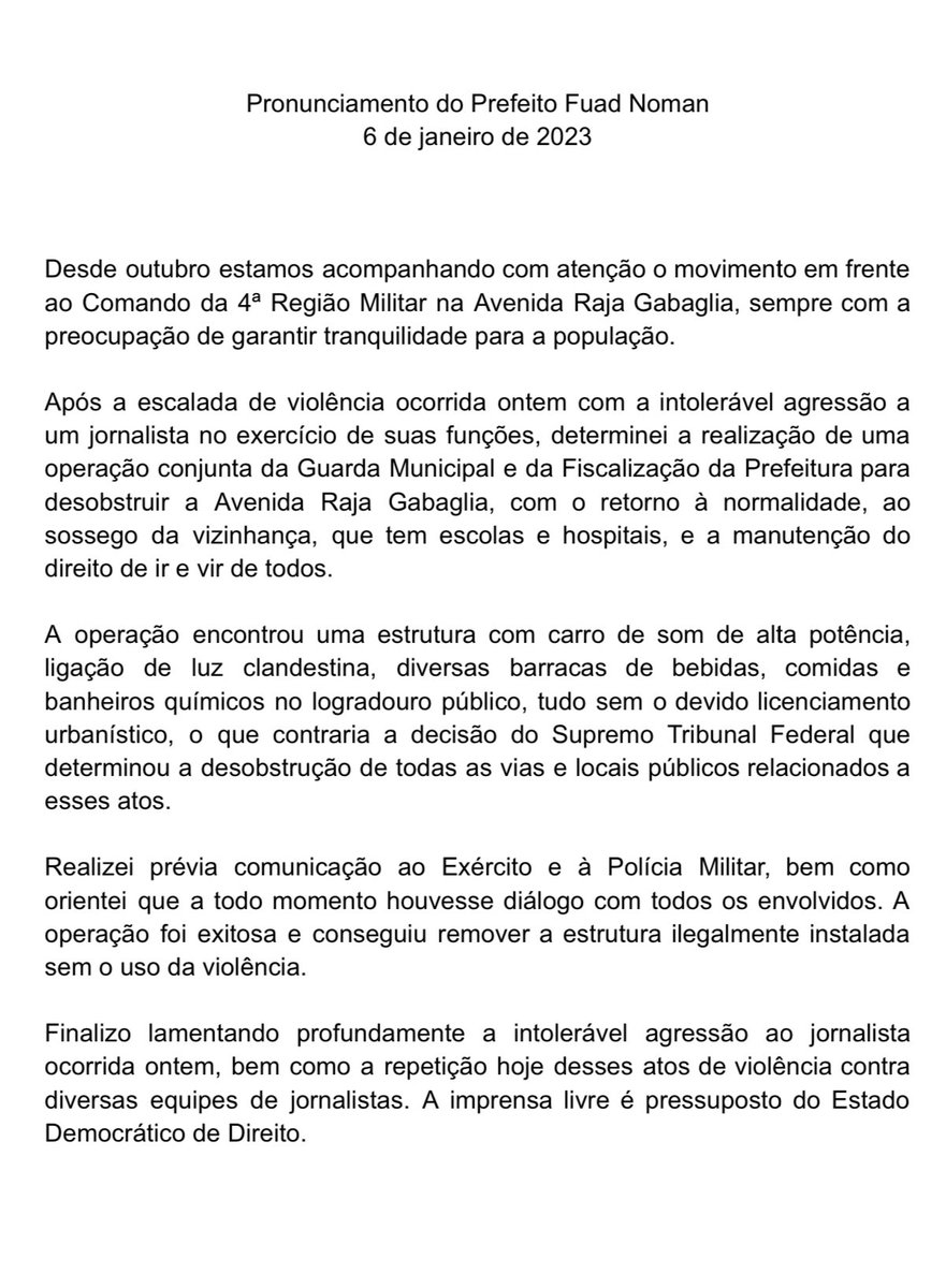 eufuadnoman's tweet photo. Meu pronunciamento sobre a operação de desobstrução da Avenida Raja Gabaglia realizada hoje pela Prefeitura de Belo Horizonte. https://t.co/PzhpthB3uR