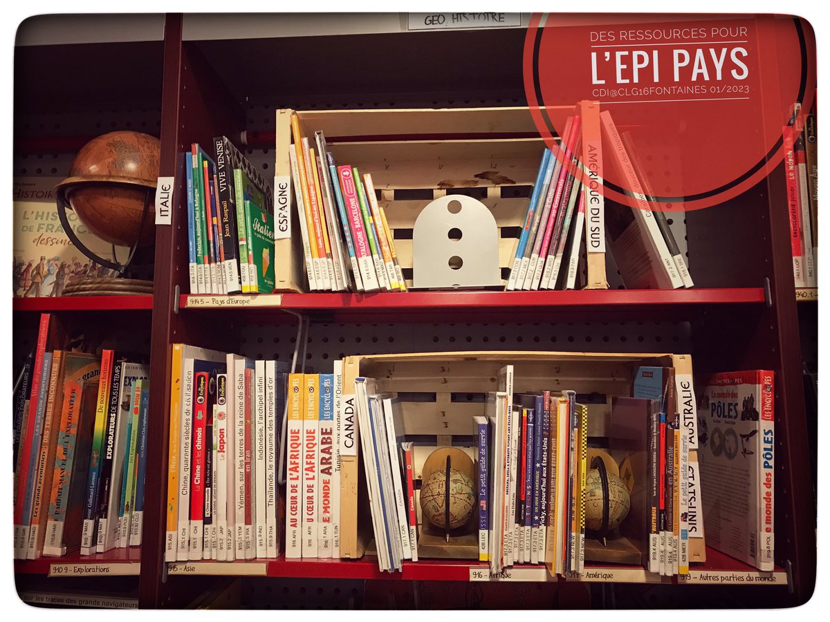 BateauLivre's tweet photo. 🌍🌎🌍
Les #5e commencent un #EPI, pour plusieurs semaines de recherches documentaires sur les #pays ! 
🌍🌎🌍

Vivent les #cageots pour rassembler les #livres qui leur seront utiles dans le #rayon #géographie du #CDI !

#bibliotheque #aménagement https://t.co/Xu2HDfg65a