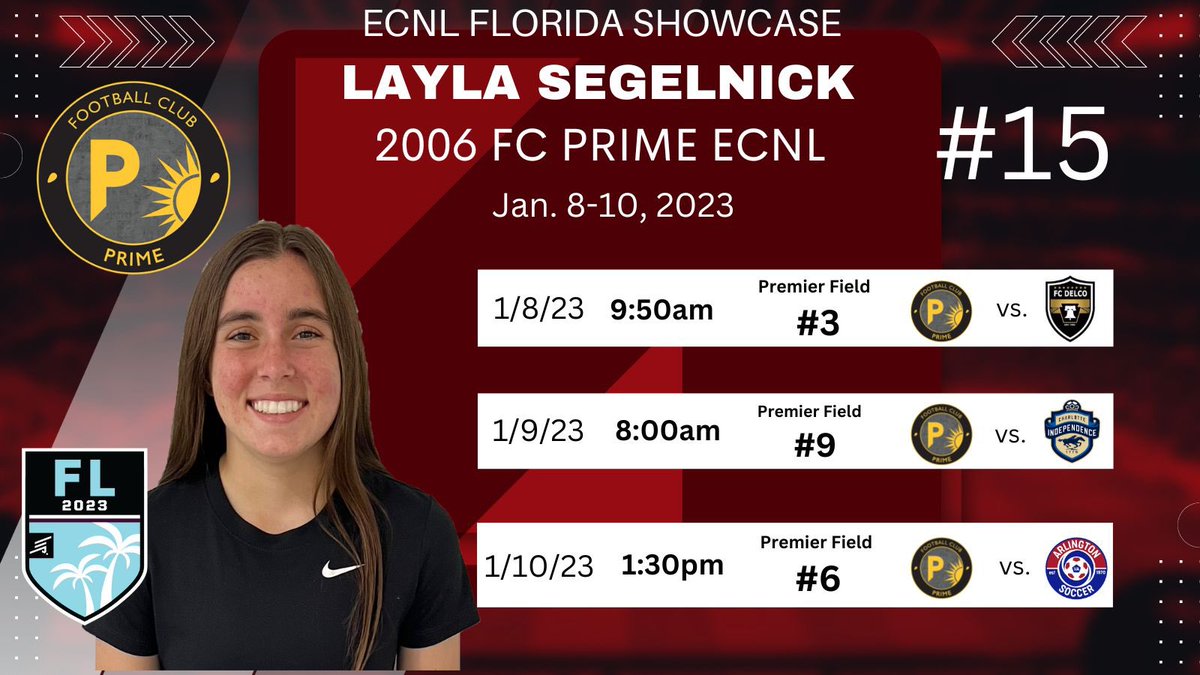 LaylaSegelnick's tweet photo. It’s almost time!! Come watch my team and I play this weekend!! 
#ECNLFL  @ECNLgirls @ImYouthSoccer @PrepSoccer @ImCollegeSoccer @scoutingzone @WSOCRecruits @TheSoccerWire https://t.co/GvovlzW7UD