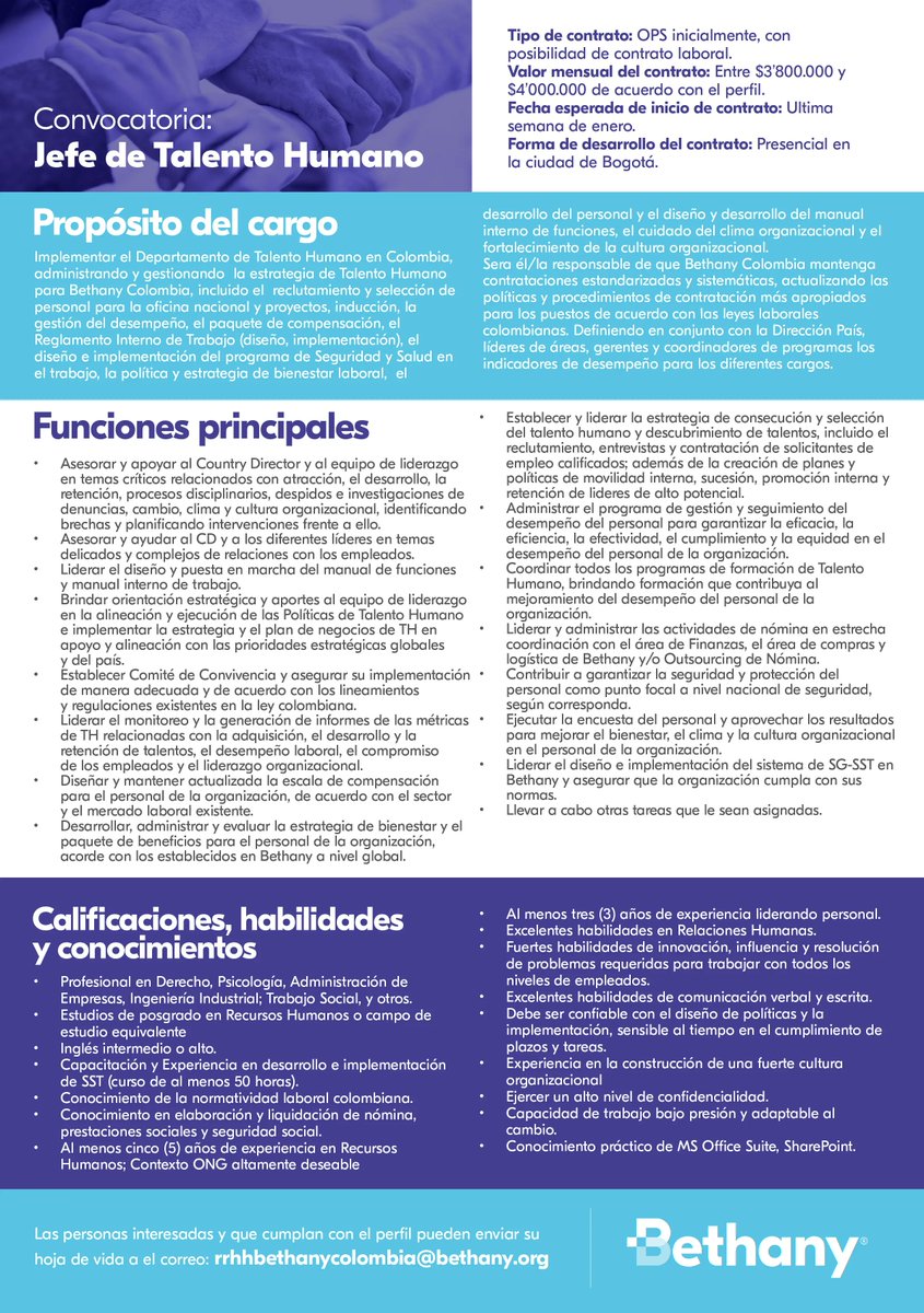 Convocatoria para jefe de talento humano.

buff.ly/3X4d0Ww