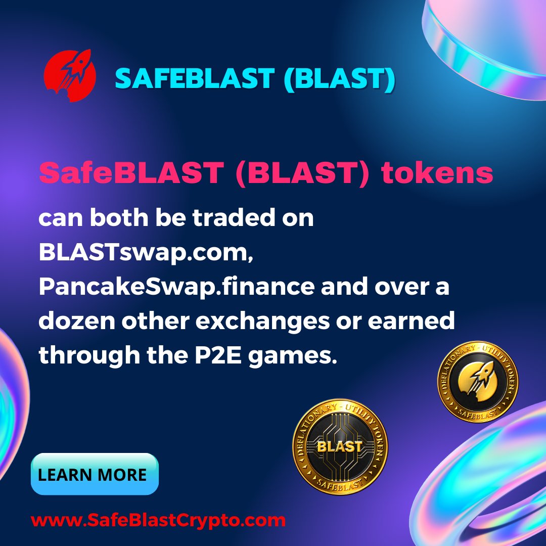 SafeBLASTarmy's tweet image. Visit our website for more information on #HowToBuy #SafeBLAST $BLAST. Always #DYOR
#BTC #Blockchain #CryptpoNews #BNB #Coinbase #Binance