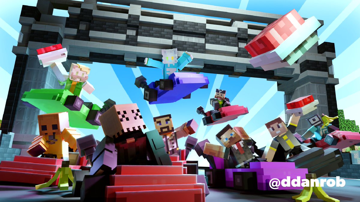 Ddanrob's tweet photo. Fanart of @TerasHD s epic kart racing!
So much fun chaotic energy,

@ArtsByKev @CavemanFilms @impulseSV @elybeatmaker @VintageBeefLP @theskizzleman @MysticatLive 

#Hermitcraftfanart #Minecraftbuilds #Minecraft #Blockbench https://t.co/mtcaZPQg8g