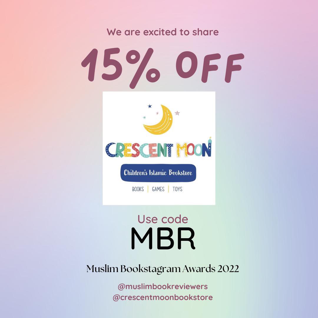 If you are wondering where to buy the amazing books- both from the finalists- and Muslim books in general- check out our sponsor crescentmoonstore.com
Annndddd here is a coupon for extra discounts! 

Use MBR for 15 percent off!