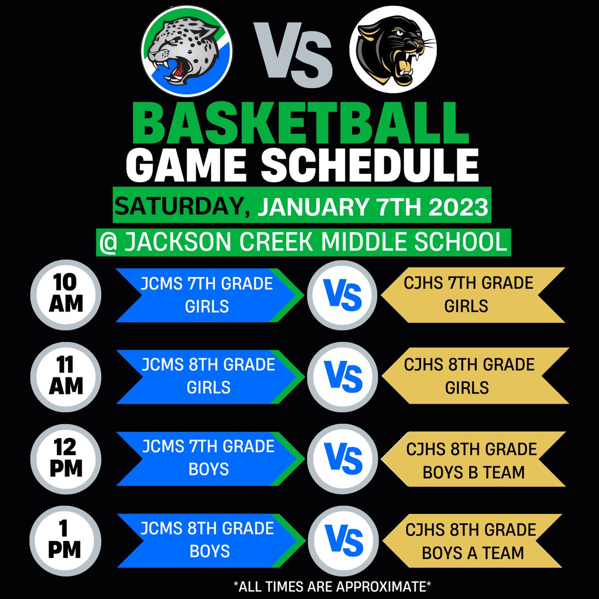 Get ready for an exciting day of #TeamJCMS basketball against Corydon Central Jr High!