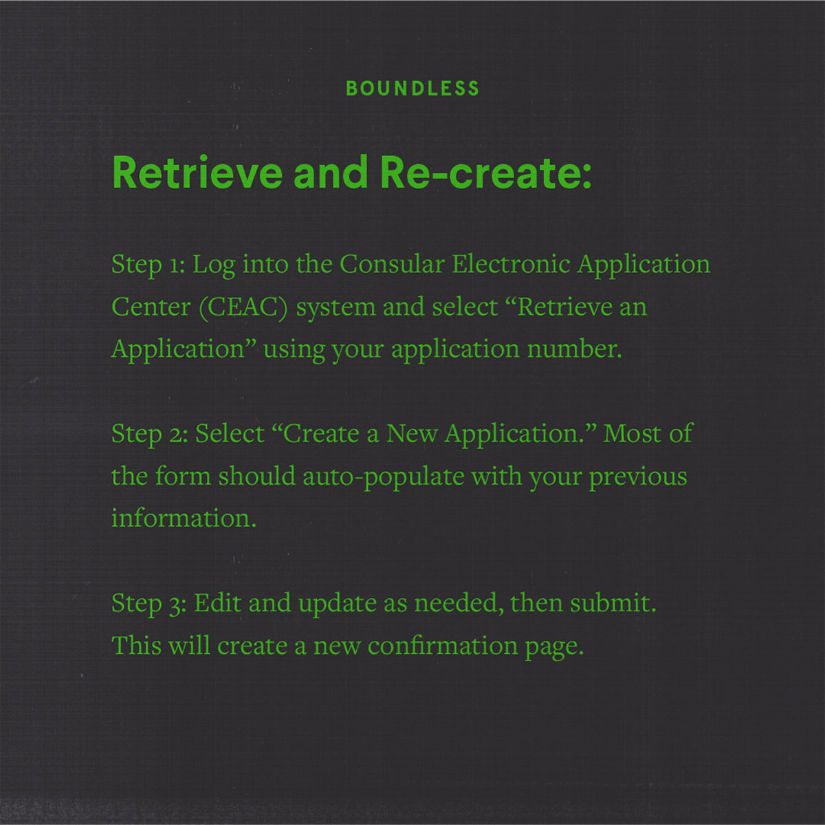 chooseboundless's tweet photo. The U.S. government makes it easy to file your Form DS-160, Nonimmigrant Visa Application, entirely online. Here’s how to edit your application after you’ve submitted it online. #boundlessimmigration #immigration https://t.co/mDNdYyMhYZ