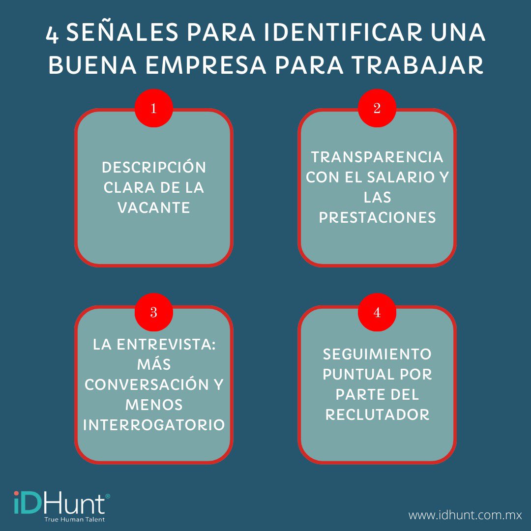 IDHunt2's tweet photo. Si estas buscando #empleo y la empresa no cumple con algunos de estos factores, tómalo como una señal de que la calidad de la empresa, puede no ser tan buena como esperarías.
#RRHH #viernesdecandidatos #IDHunt https://t.co/tnob1xCXeM
