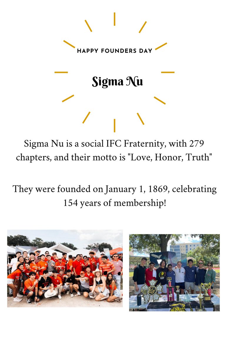 Happy Founders Day to Sigma Nu Fraternity from the Center of Fraternity and Sorority Life!