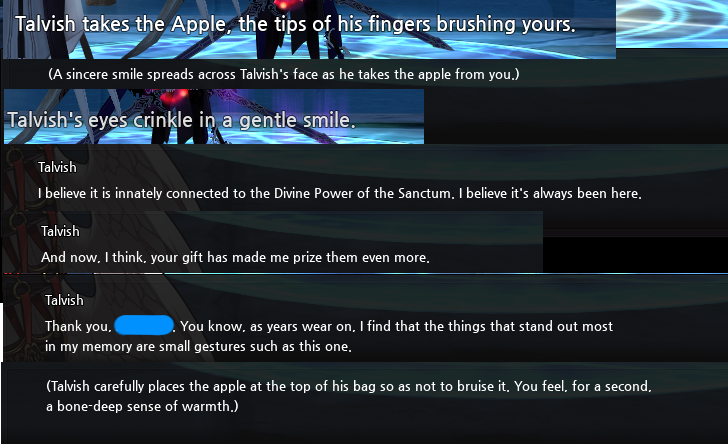 Mabianette's tweet photo. Talvish Gifted an Apple Dialogue 
1/2 https://t.co/4LNr3BXFrC