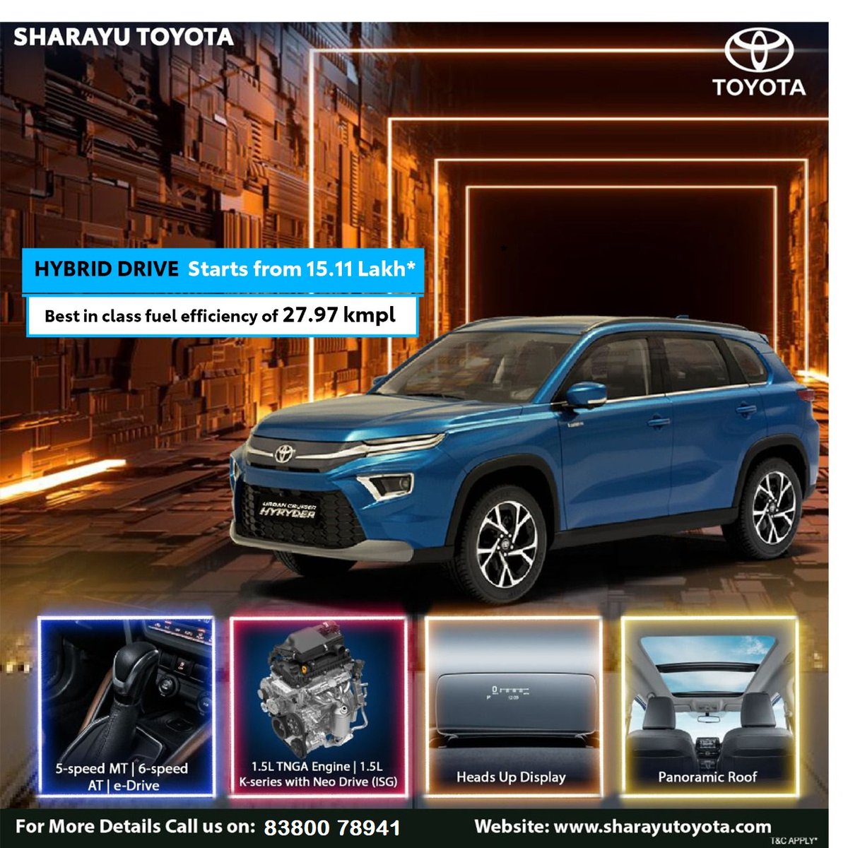 sharayutoyota_b's tweet photo. BOOK NOW !
Its #HyTime for India’s first SUV with a Hybrid powertrain. Stay HY on features, tech and what not.
For More Details Call On :- 8380078941
OR
Visit Our Website :- https://t.co/1apA9EP7sd
#itshytime #allnew #urbancruiserhyryder https://t.co/HByWBQyR3a