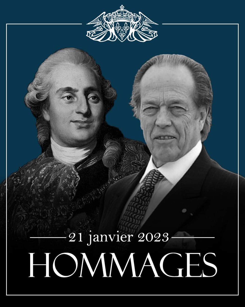 🙏 𝗛𝗢𝗠𝗠𝗔𝗚𝗘𝗦 à feu le Comte de Paris et au Roi Louis XVI ⚜️ 👉 comtedeparis.com/hommage-a-feu-… 'Le 21 janvier marque un double anniversaire douloureux pour la Maison de France, et bien plus largement, pour notre nation.'