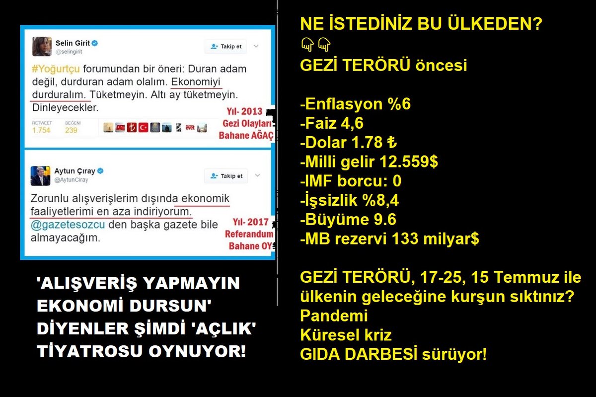 Devamke 🇹🇷 (@emtevbrane) on Twitter photo 2023-01-21 08:13:30 @theburaakk Ne istediniz bu ülkeden?
2002'den 11 yıl sonrası
GEZİ TERÖRÜ öncesi
-Enflasyon %6
-Faiz 4,6
-Dolar 1.78
-Milli gelir 12.559$
-IMF borcu:0
-İşsizlik %8,4
-Büyüme 9.6
GEZİ TERÖRÜ,17-25 Aralık,15 Temmuz'da ülkenin geleceğine kurşun sıktılar!
ABD eko/dolar op
Pandemi
Küresel kriz @theburaakk Ne istediniz bu ülkeden?
2002'den 11 yıl sonrası
GEZİ TERÖRÜ öncesi
-Enflasyon %6
-Faiz 4,6
-Dolar 1.78
-Milli gelir 12.559$
-IMF borcu:0
-İşsizlik %8,4
-Büyüme 9.6
GEZİ TERÖRÜ,17-25 Aralık,15 Temmuz'da ülkenin geleceğine kurşun sıktılar!
ABD eko/dolar op
Pandemi
Küresel kriz
