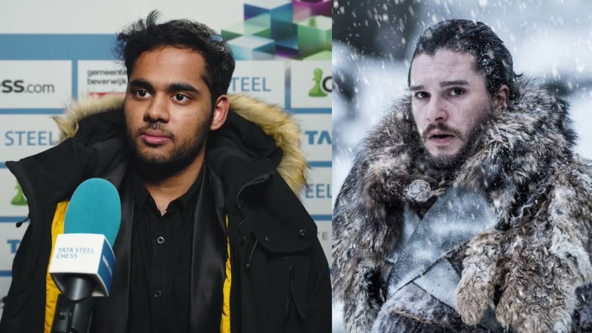 ChessbaseIndia's tweet image. Arjun Erigaisi, the Jon Snow of Chess.
#chessbaseindia #TataSteelMasters #GameofThrones