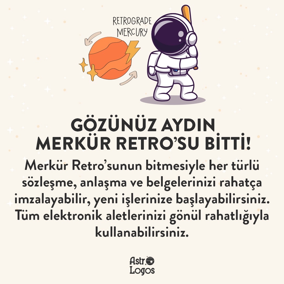 astrologostr's tweet photo. Gözünüz Aydın Merkür Retro’su Bitti! 👏🏻🎈✨
#mercury #retrograde #mercuryretrograde #merkür #retrosu #merkürretrosu #astroloji #astrology #astrologos #astrologia #astrologyposts #horoscope #zodiac https://t.co/PDqauKCTPY
