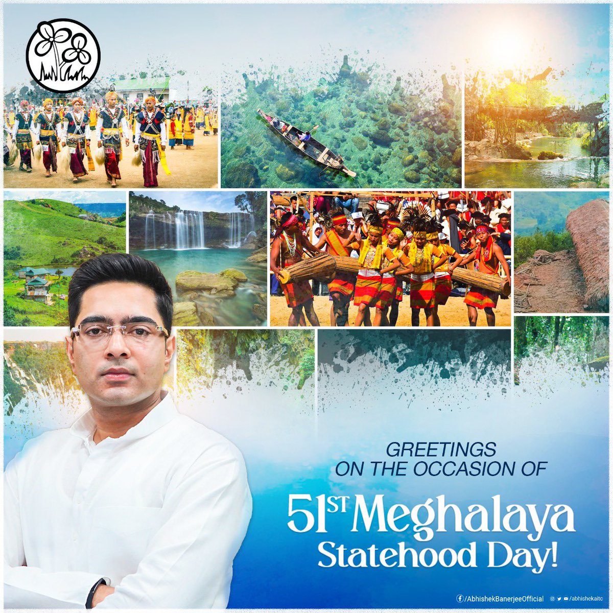 abhishekaitc's tweet photo. On Meghalaya’s 51st Statehood Day,I extend my heartfelt greetings to the brothers and sisters of the glorious hill state!

Taking inspiration from the bravehearts who relentlessly fought for Statehood, let’s ensure that Meghalaya walks on the path of progress, pride &amp; prosperity. https://t.co/NlSrcmovhz