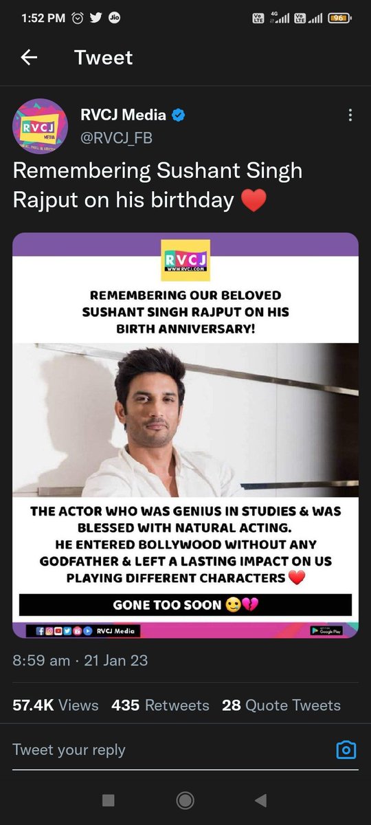 sweety_ghosh14's tweet photo. Some media has remembered SSR today
After seeing the U- tuπn ,Scr!pted narrat!ves,$taged int€rviews &amp; most importantly the #BoycottBollywoodForever
mission across the globe has choked the Bigges &amp; their PR firms..

Happy Birthday SSR
#SushantMoon https://t.co/rz0CZVIFAo